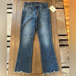 NEW 7 For All Mankind High Waist Slim Kick Worn Hem Jeans Size 28